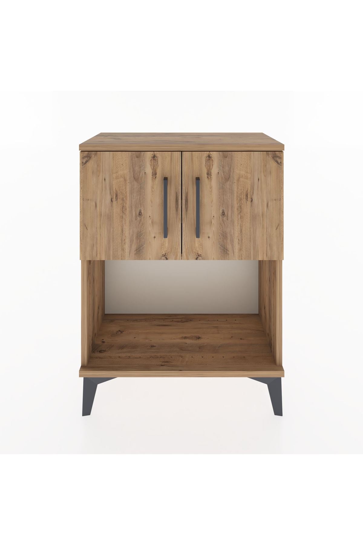 Arges Komodin 2 Raflı 2 Çekmeceli 2 Kapaklı 60x30x80 Çam-Çam