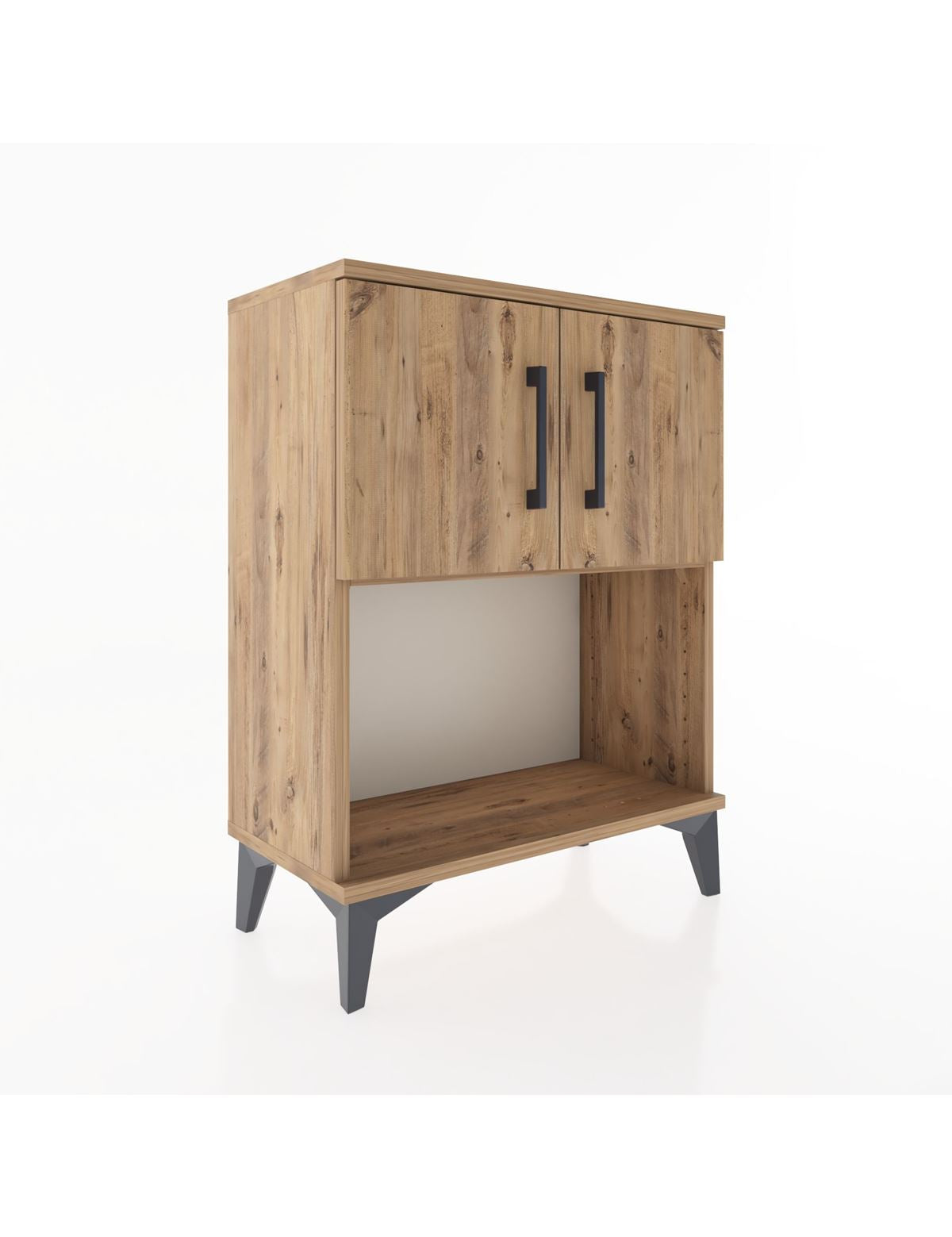 Arges Komodin 2 Raflı 2 Çekmeceli 2 Kapaklı 60x30x80 Çam-Çam