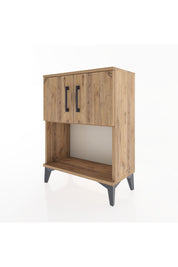 Arges Komodin 2 Raflı 2 Çekmeceli 2 Kapaklı 60x30x80 Çam-Çam