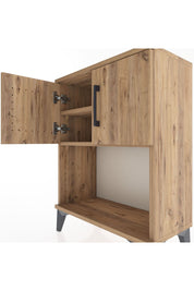 Arges Komodin 2 Raflı 2 Çekmeceli 2 Kapaklı 60x30x80 Çam-Çam