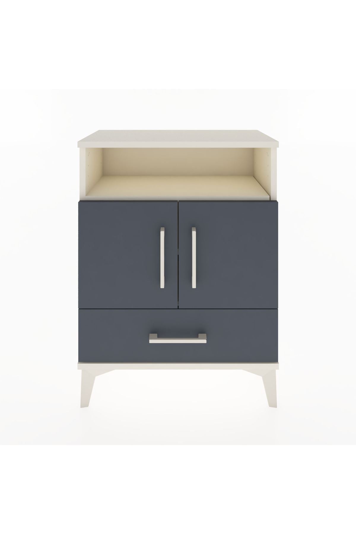 Arges Komodin 2 Raflı 2 Kapaklı 60x30x80 Aytaşı-Antrasit