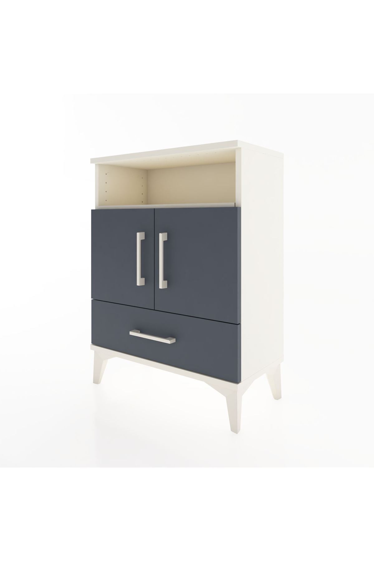 Arges Komodin 2 Raflı 2 Kapaklı 60x30x80 Aytaşı-Antrasit