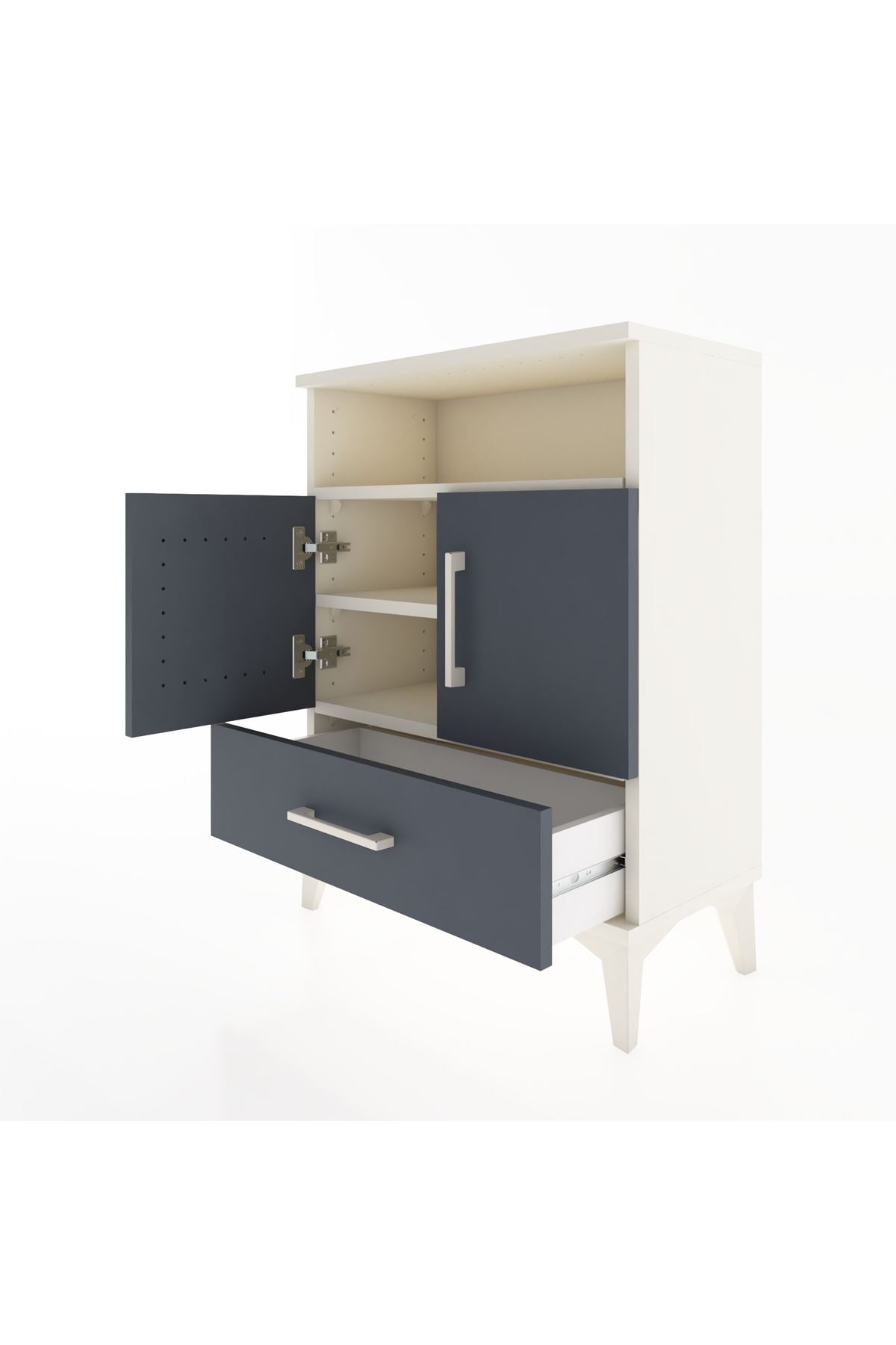 Arges Komodin 2 Raflı 2 Kapaklı 60x30x80 Aytaşı-Antrasit