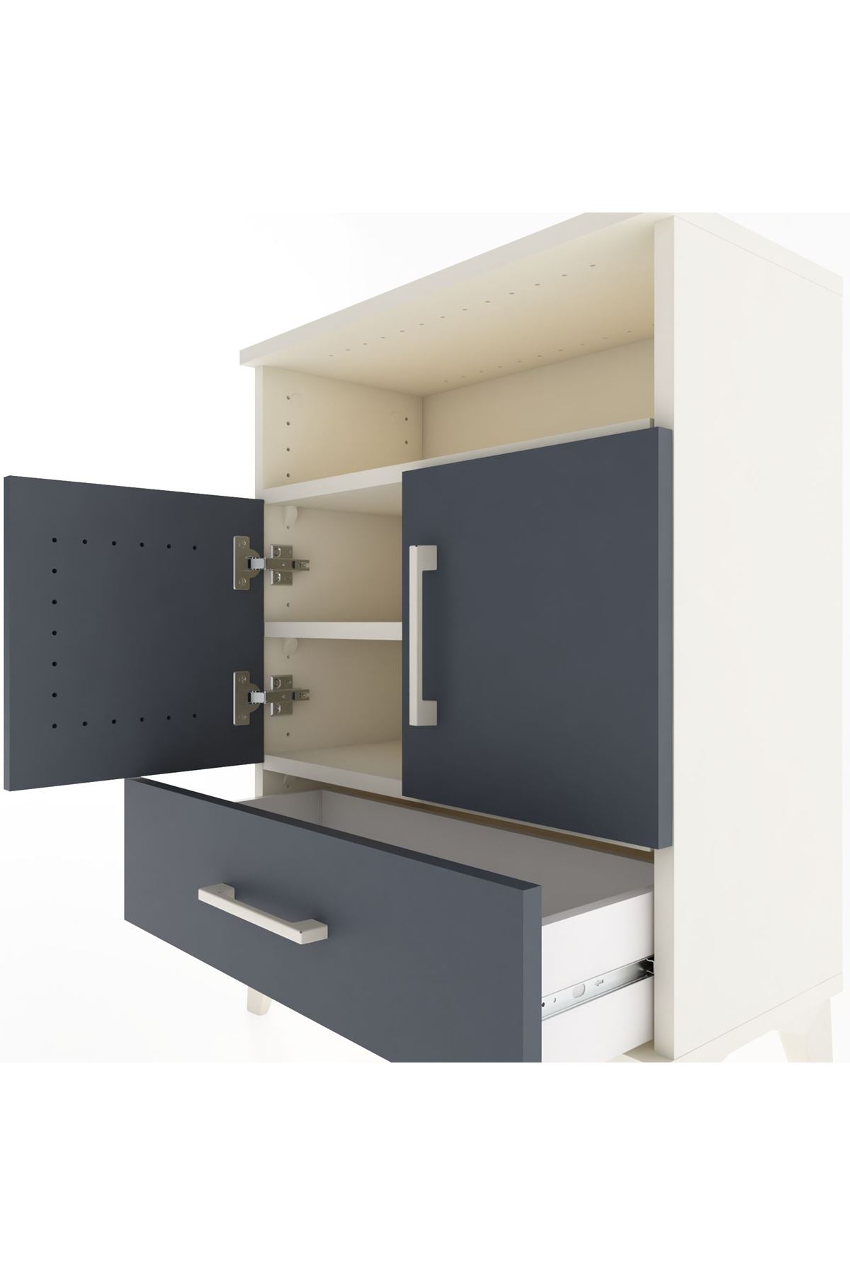 Arges Komodin 2 Raflı 2 Kapaklı 60x30x80 Aytaşı-Antrasit