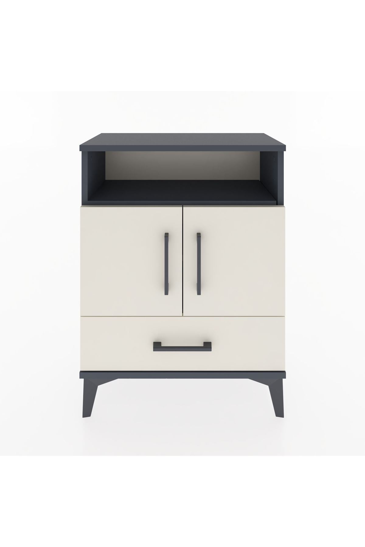 Arges Komodin 2 Raflı 2 Kapaklı 60x30x80 Antrasit-Aytaşı