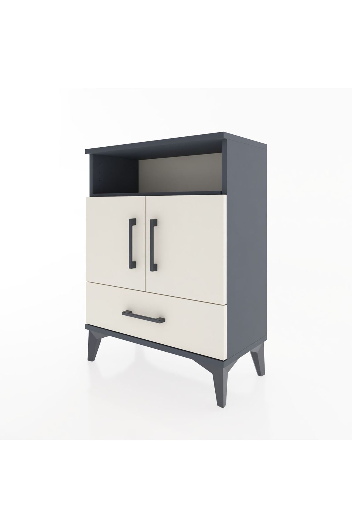 Arges Komodin 2 Raflı 2 Kapaklı 60x30x80 Antrasit-Aytaşı