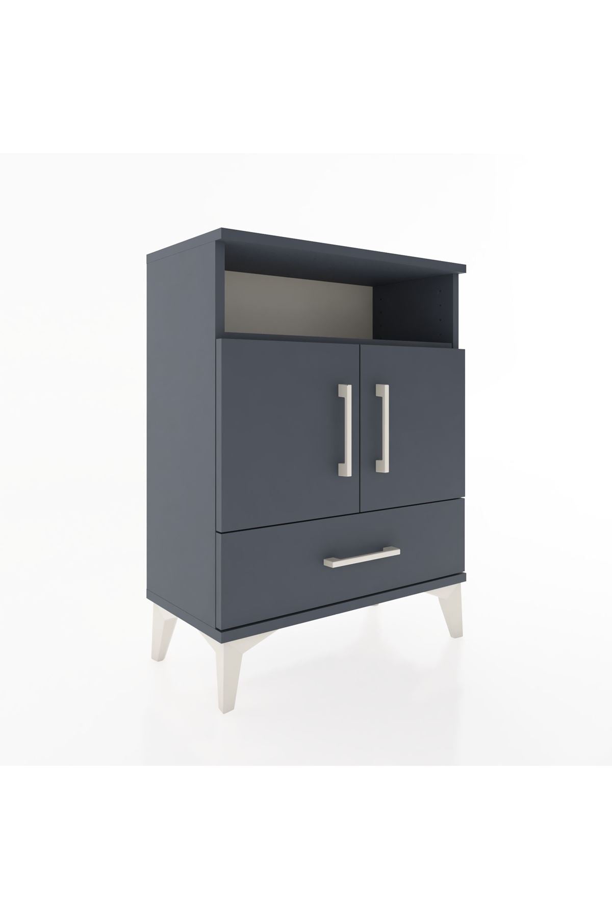 Arges Komodin 2 Raflı 2 Kapaklı 60x30x80 Antrasit-Antrasit