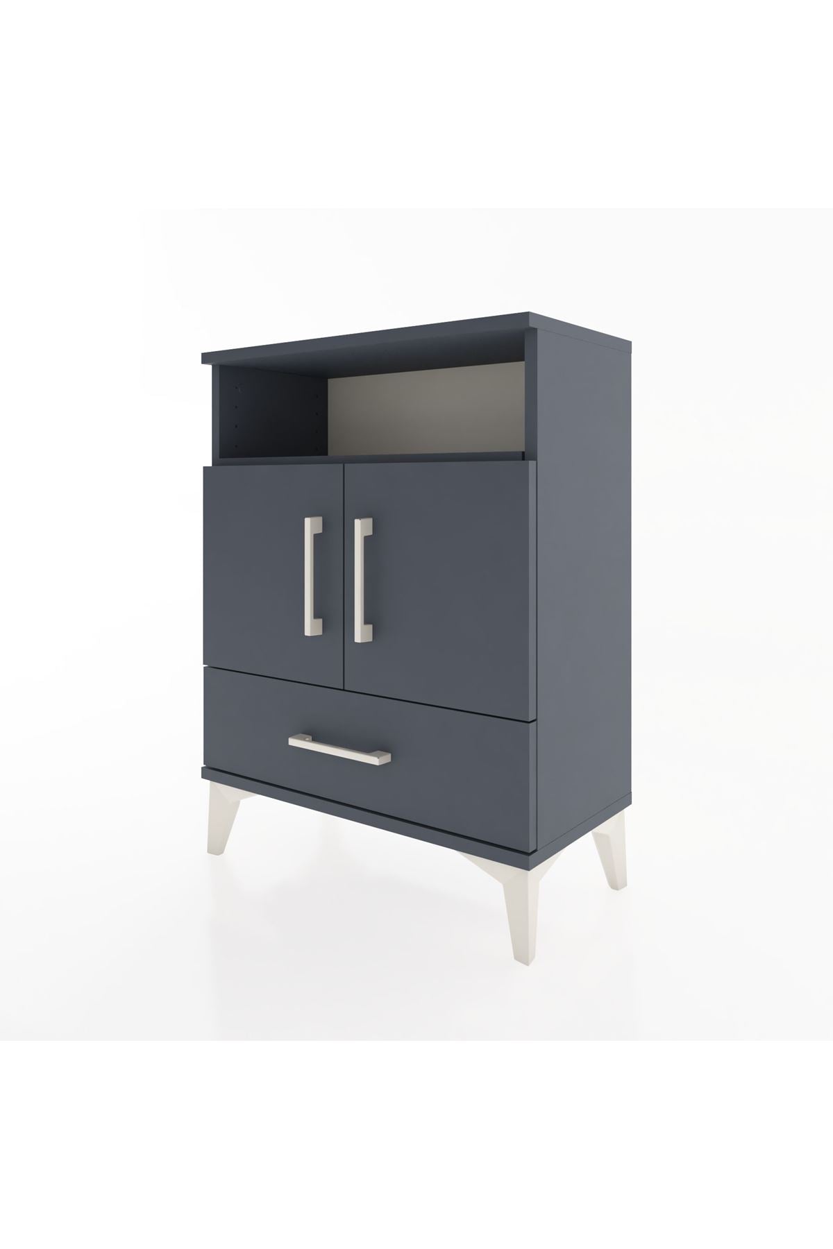 Arges Komodin 2 Raflı 2 Kapaklı 60x30x80 Antrasit-Antrasit