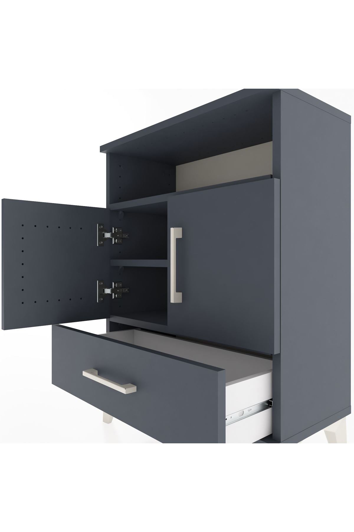 Arges Komodin 2 Raflı 2 Kapaklı 60x30x80 Antrasit-Antrasit