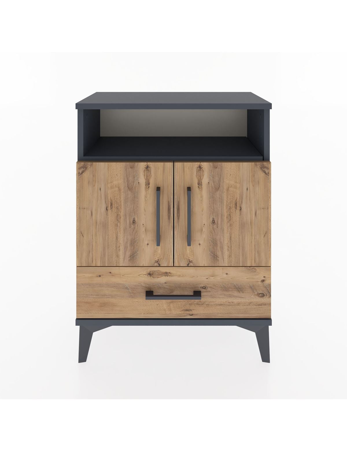 Arges Komodin 2 Raflı 2 Kapaklı 60x30x80 Antrasit-Çam