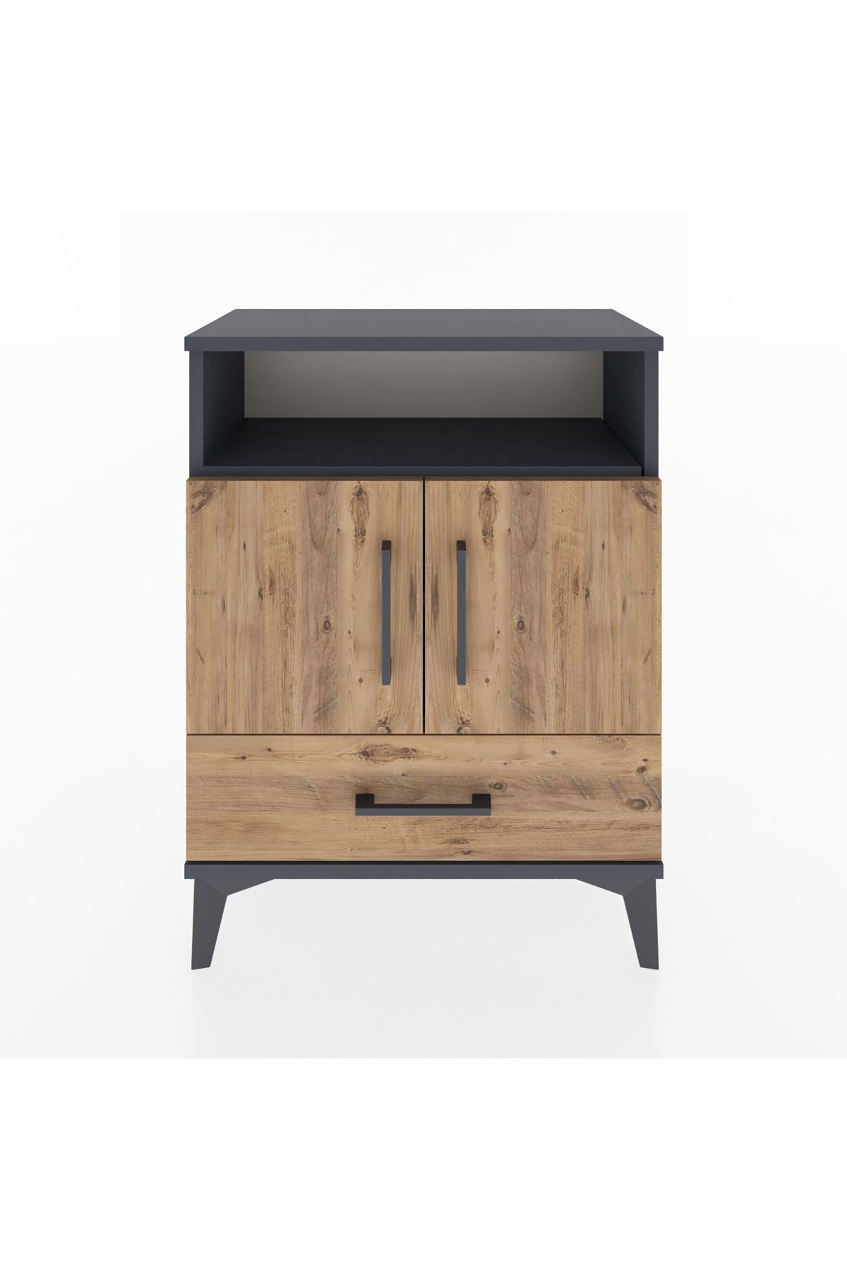 Arges Komodin 2 Raflı 2 Kapaklı 60x30x80 Antrasit-Çam