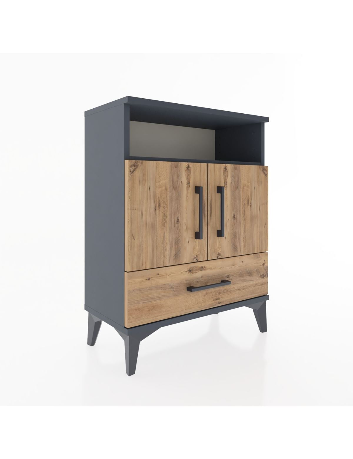 Arges Komodin 2 Raflı 2 Kapaklı 60x30x80 Antrasit-Çam