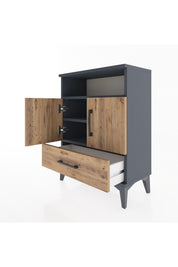 Arges Komodin 2 Raflı 2 Kapaklı 60x30x80 Antrasit-Çam