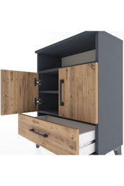 Arges Komodin 2 Raflı 2 Kapaklı 60x30x80 Antrasit-Çam