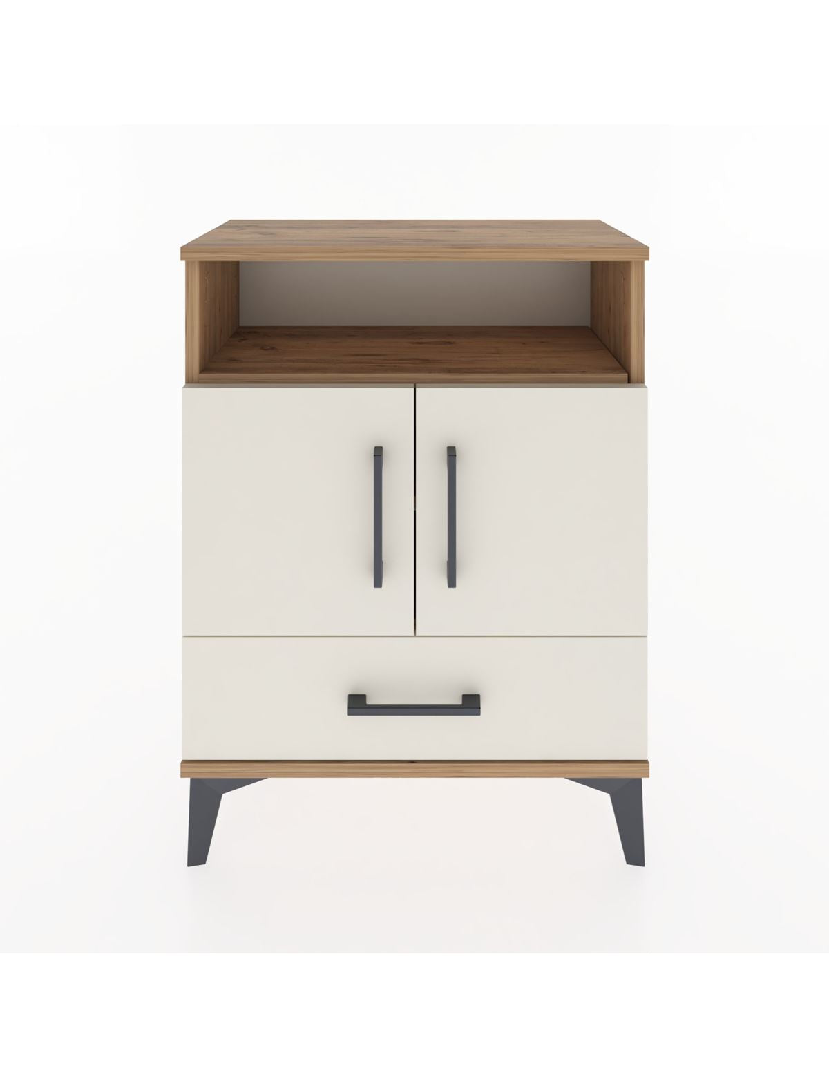 Arges Komodin 2 Raflı 2 Kapaklı 60x30x80 Çam-Aytaşı