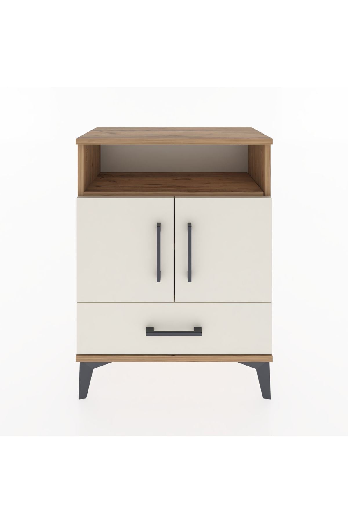 Arges Komodin 2 Raflı 2 Kapaklı 60x30x80 Çam-Aytaşı