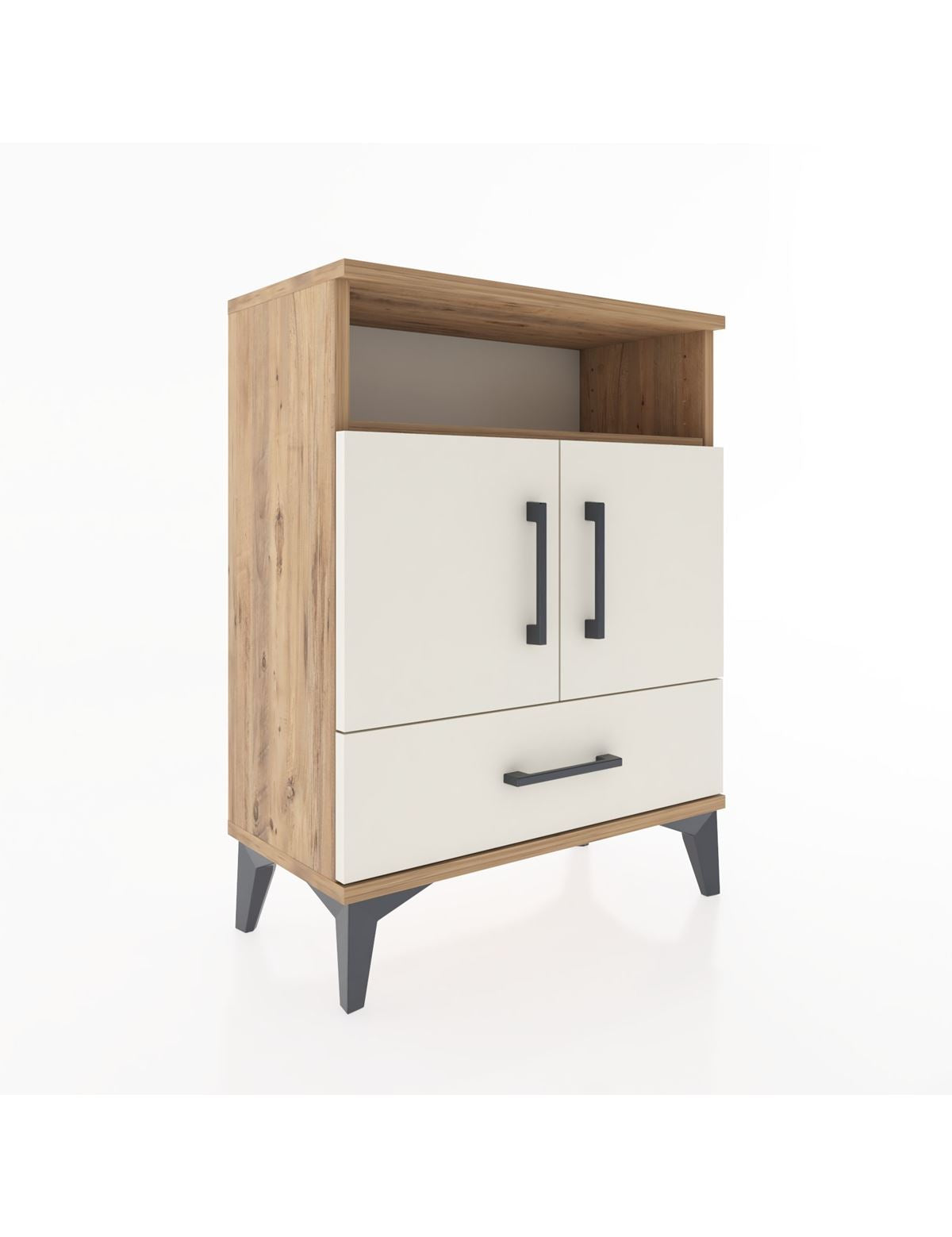 Arges Komodin 2 Raflı 2 Kapaklı 60x30x80 Çam-Aytaşı