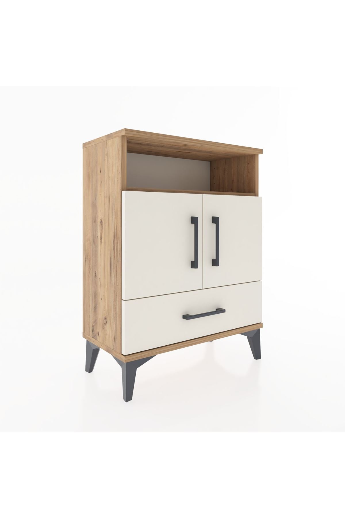 Arges Komodin 2 Raflı 2 Kapaklı 60x30x80 Çam-Aytaşı