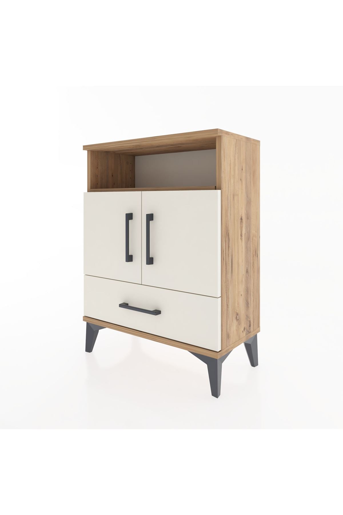 Arges Komodin 2 Raflı 2 Kapaklı 60x30x80 Çam-Aytaşı