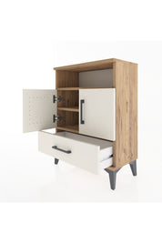 Arges Komodin 2 Raflı 2 Kapaklı 60x30x80 Çam-Aytaşı