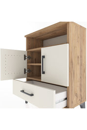 Arges Komodin 2 Raflı 2 Kapaklı 60x30x80 Çam-Aytaşı