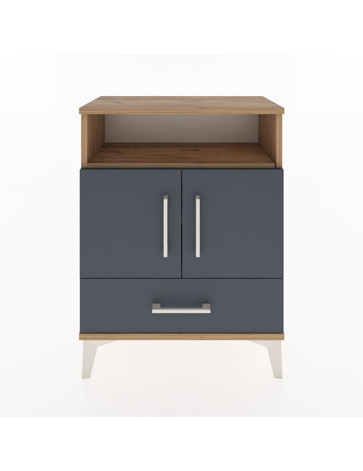 Arges Komodin 2 Raflı 2 Kapaklı 60x30x80 Çam-Antrasit