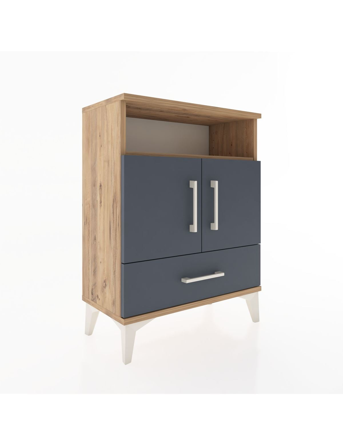 Arges Komodin 2 Raflı 2 Kapaklı 60x30x80 Çam-Antrasit