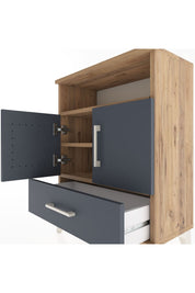 Arges Komodin 2 Raflı 2 Kapaklı 60x30x80 Çam-Antrasit