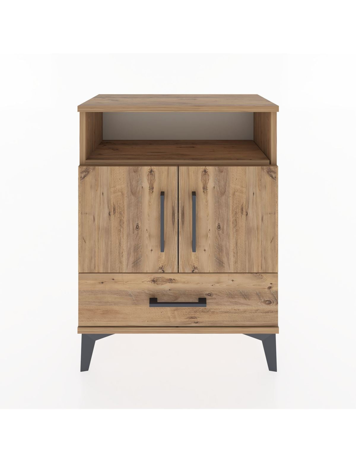 Arges Komodin 2 Raflı 2 Kapaklı 60x30x80 Çam-Çam