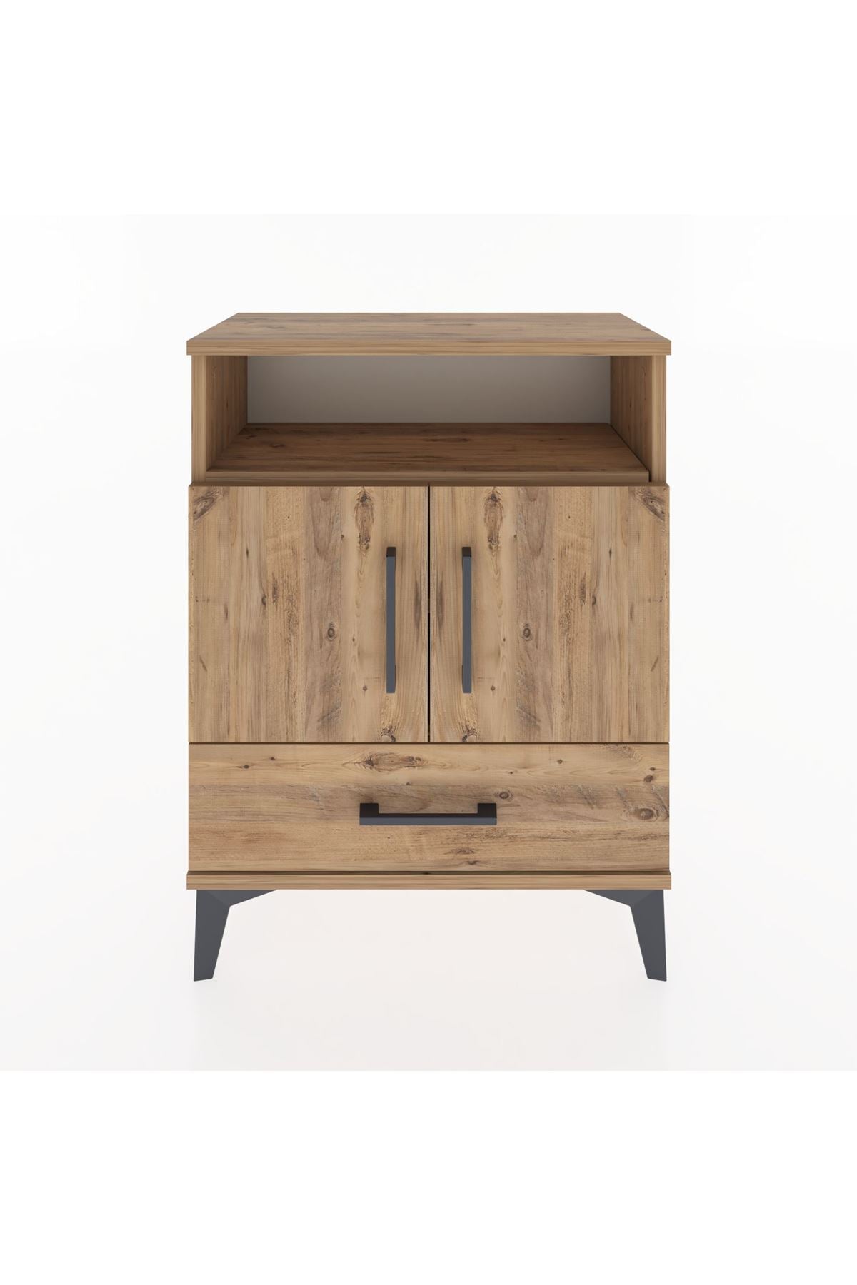 Arges Komodin 2 Raflı 2 Kapaklı 60x30x80 Çam-Çam