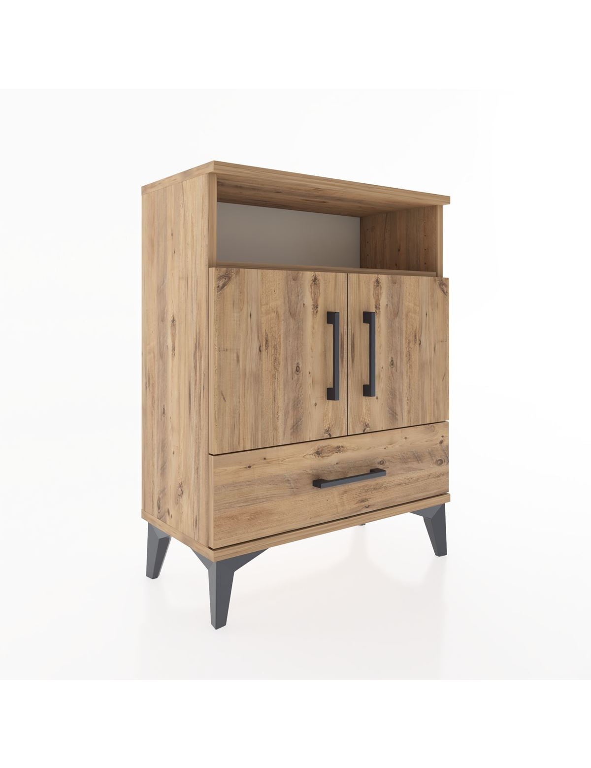 Arges Komodin 2 Raflı 2 Kapaklı 60x30x80 Çam-Çam