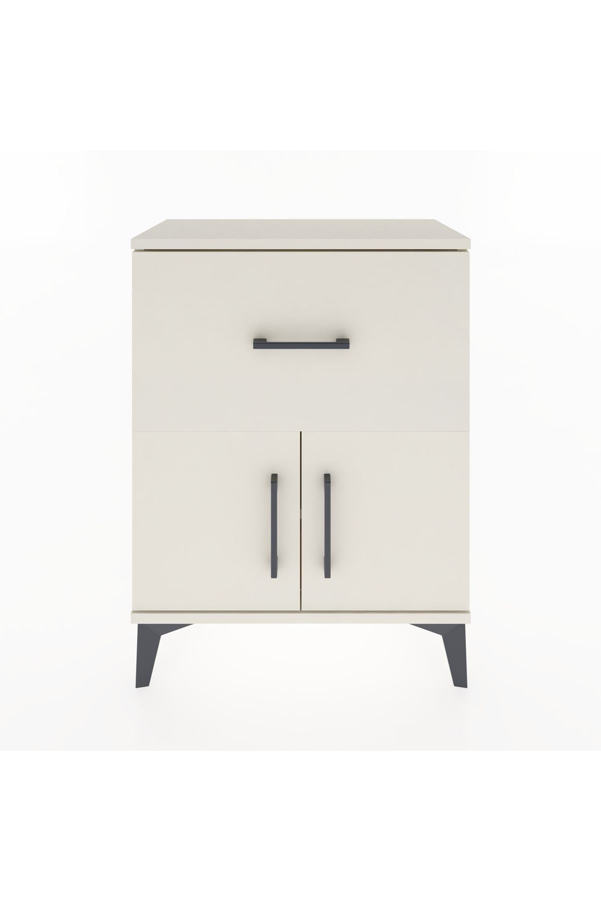 Arges Komodin 3 Raflı Tek Çekmeceli 2 Kapaklı 60x30x80 Aytaşı-Aytaşı