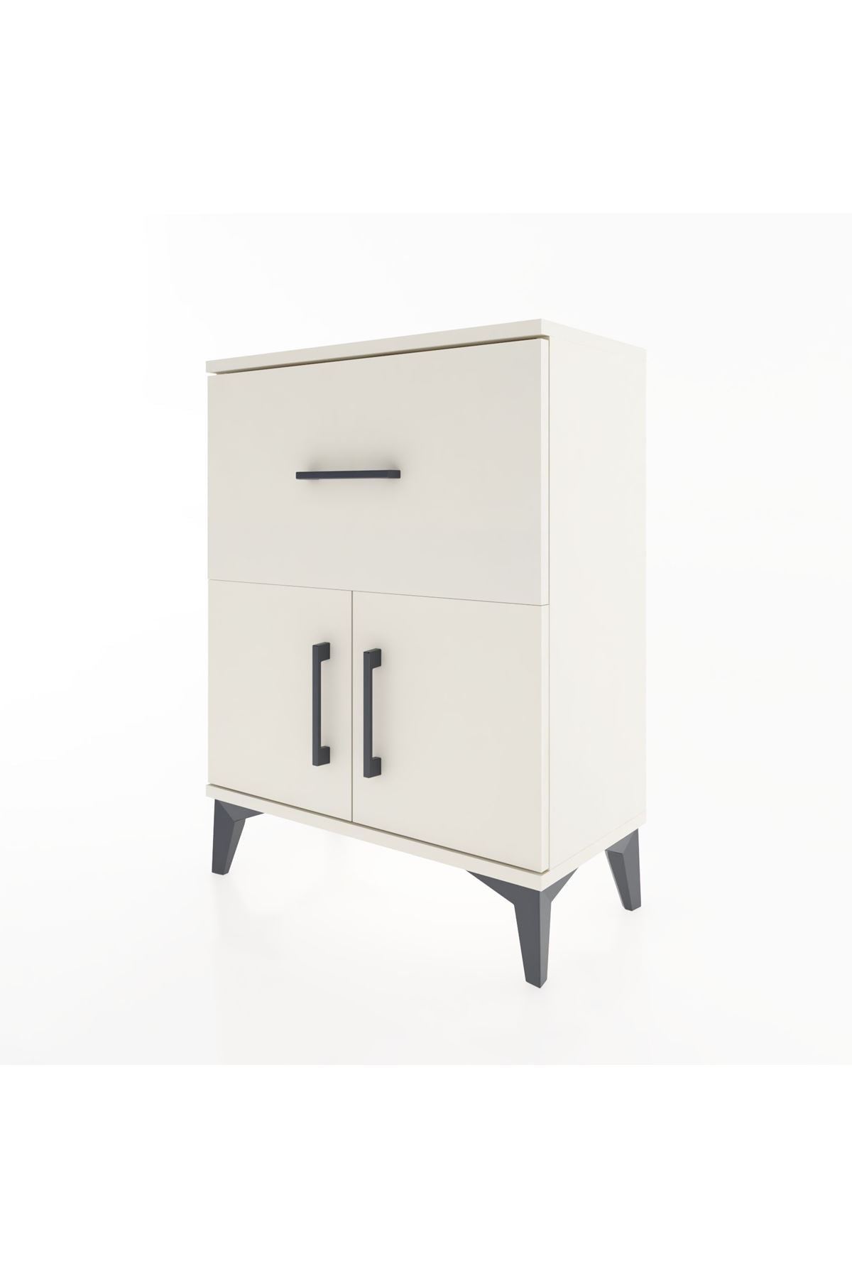 Arges Komodin 3 Raflı Tek Çekmeceli 2 Kapaklı 60x30x80 Aytaşı-Aytaşı