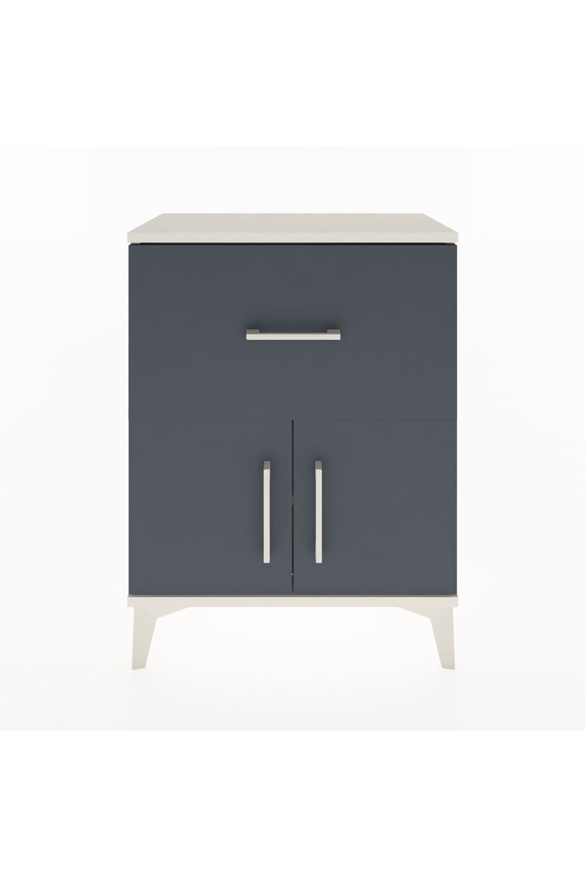 Arges Komodin 3 Raflı Tek Çekmeceli 2 Kapaklı 60x30x80 Aytaşı-Antrasit