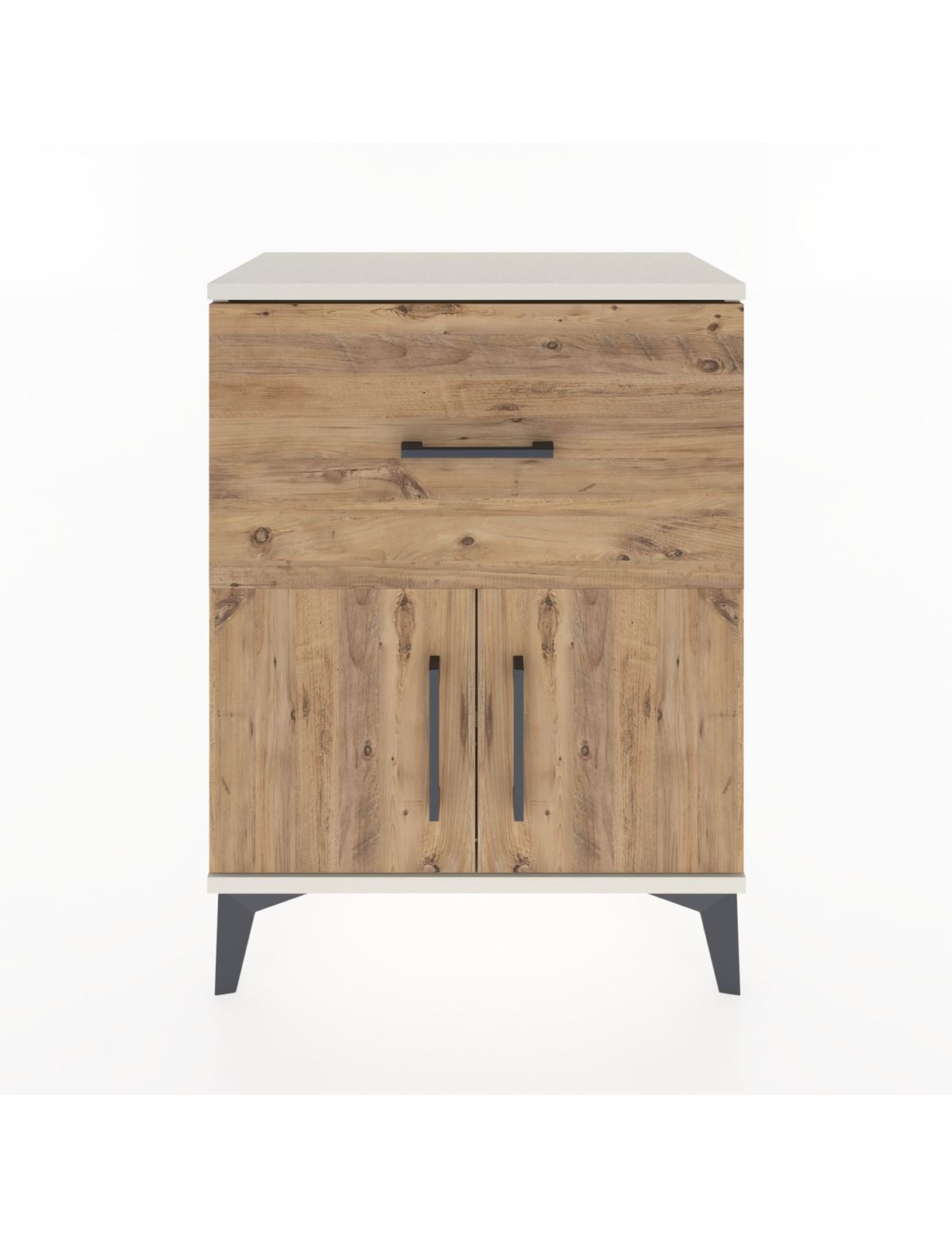 Arges Komodin 3 Raflı Tek Çekmeceli 2 Kapaklı 60x30x80 Aytaşı-Çam