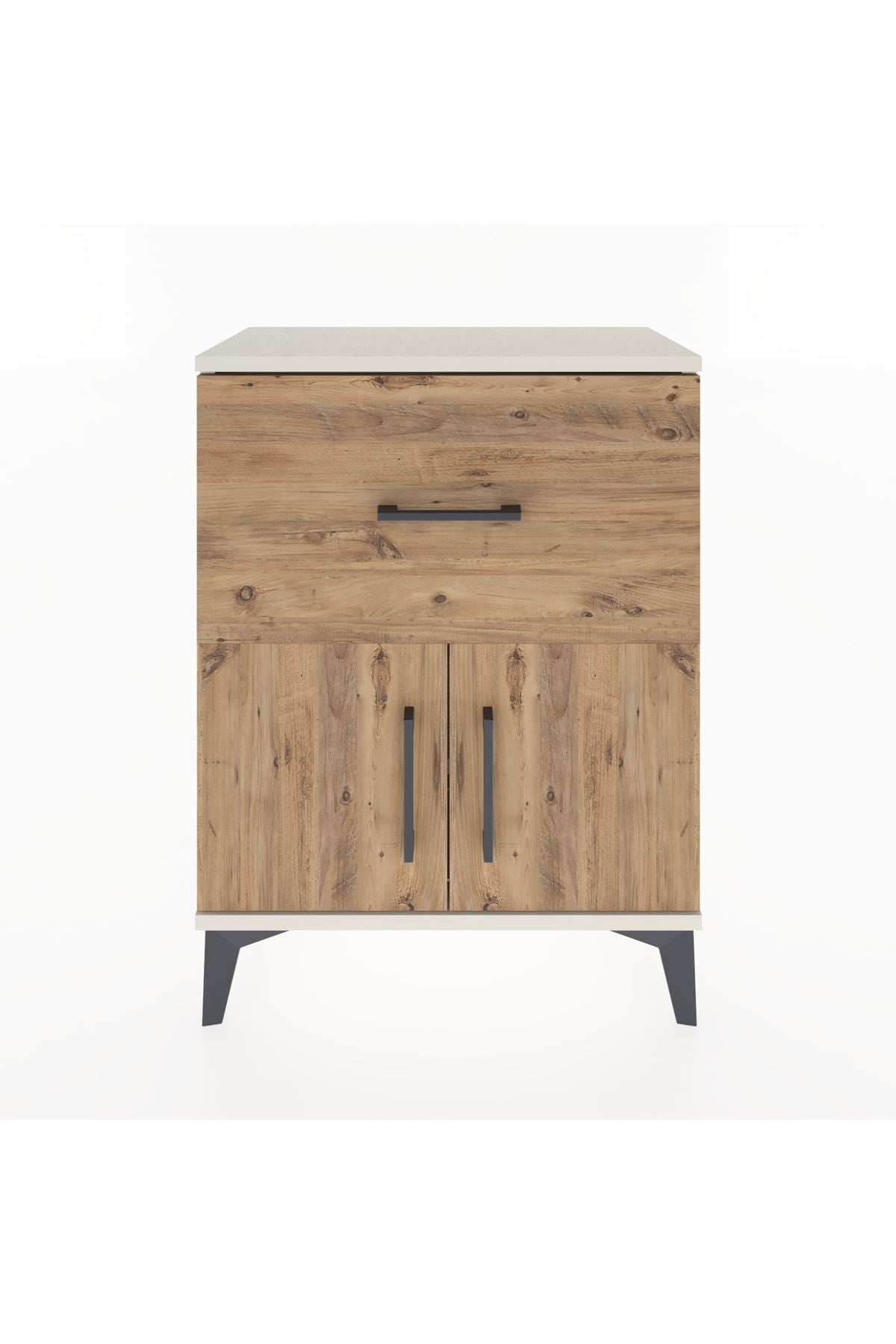 Arges Komodin 3 Raflı Tek Çekmeceli 2 Kapaklı 60x30x80 Aytaşı-Çam