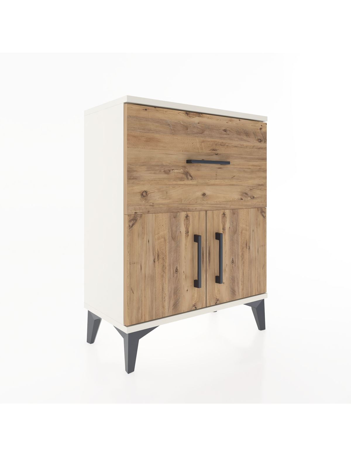 Arges Komodin 3 Raflı Tek Çekmeceli 2 Kapaklı 60x30x80 Aytaşı-Çam