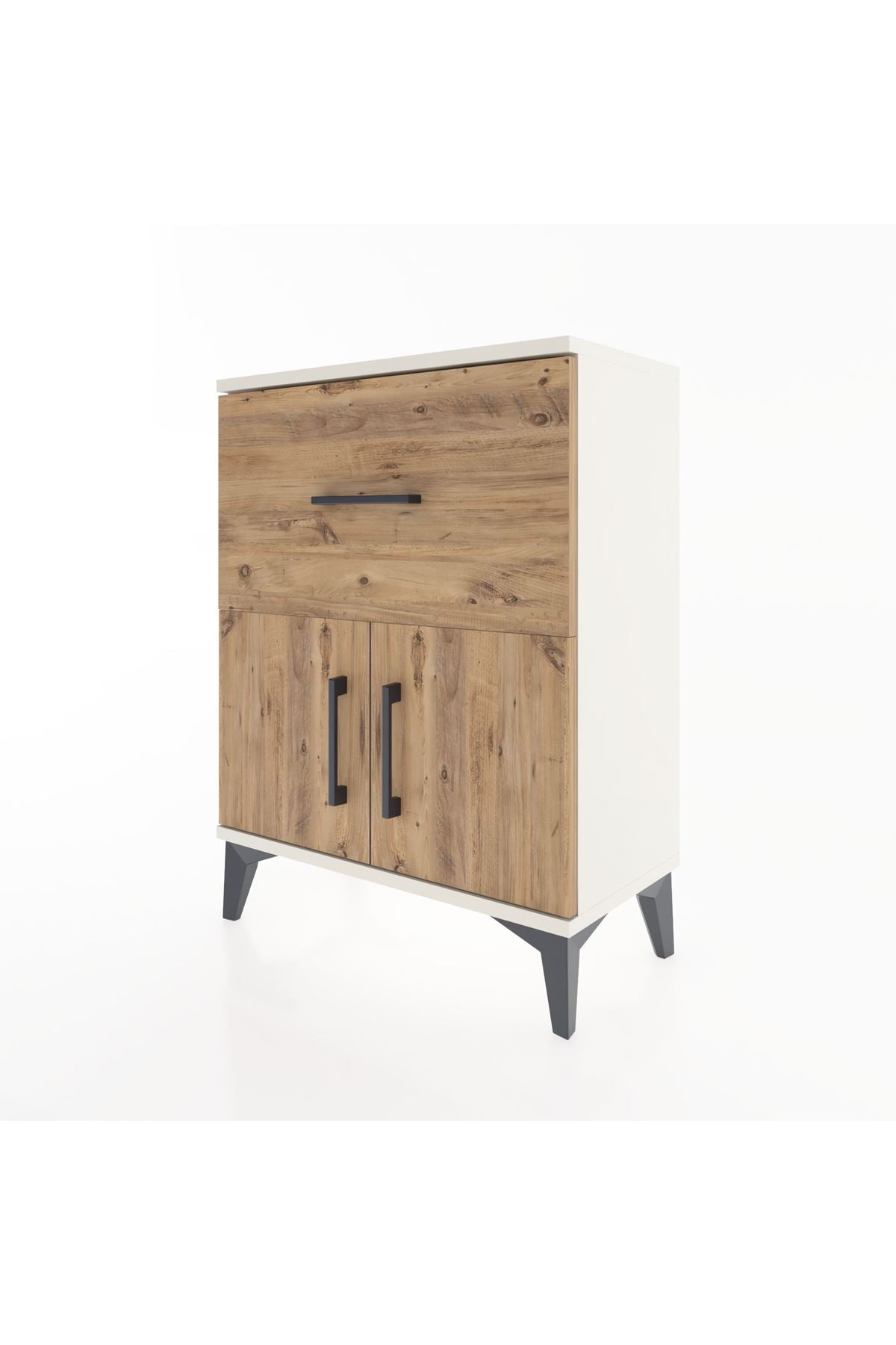 Arges Komodin 3 Raflı Tek Çekmeceli 2 Kapaklı 60x30x80 Aytaşı-Çam