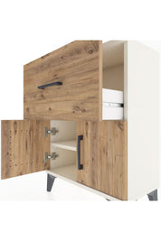 Arges Komodin 3 Raflı Tek Çekmeceli 2 Kapaklı 60x30x80 Aytaşı-Çam