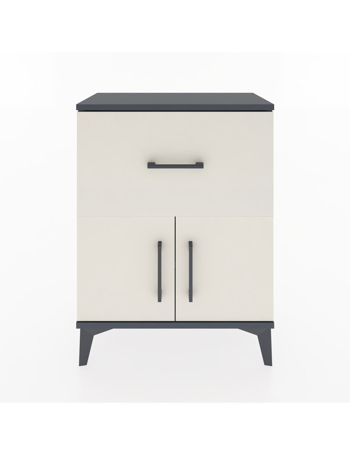 Arges Komodin 3 Raflı Tek Çekmeceli 2 Kapaklı 60x30x80 Antrasit-Aytaşı