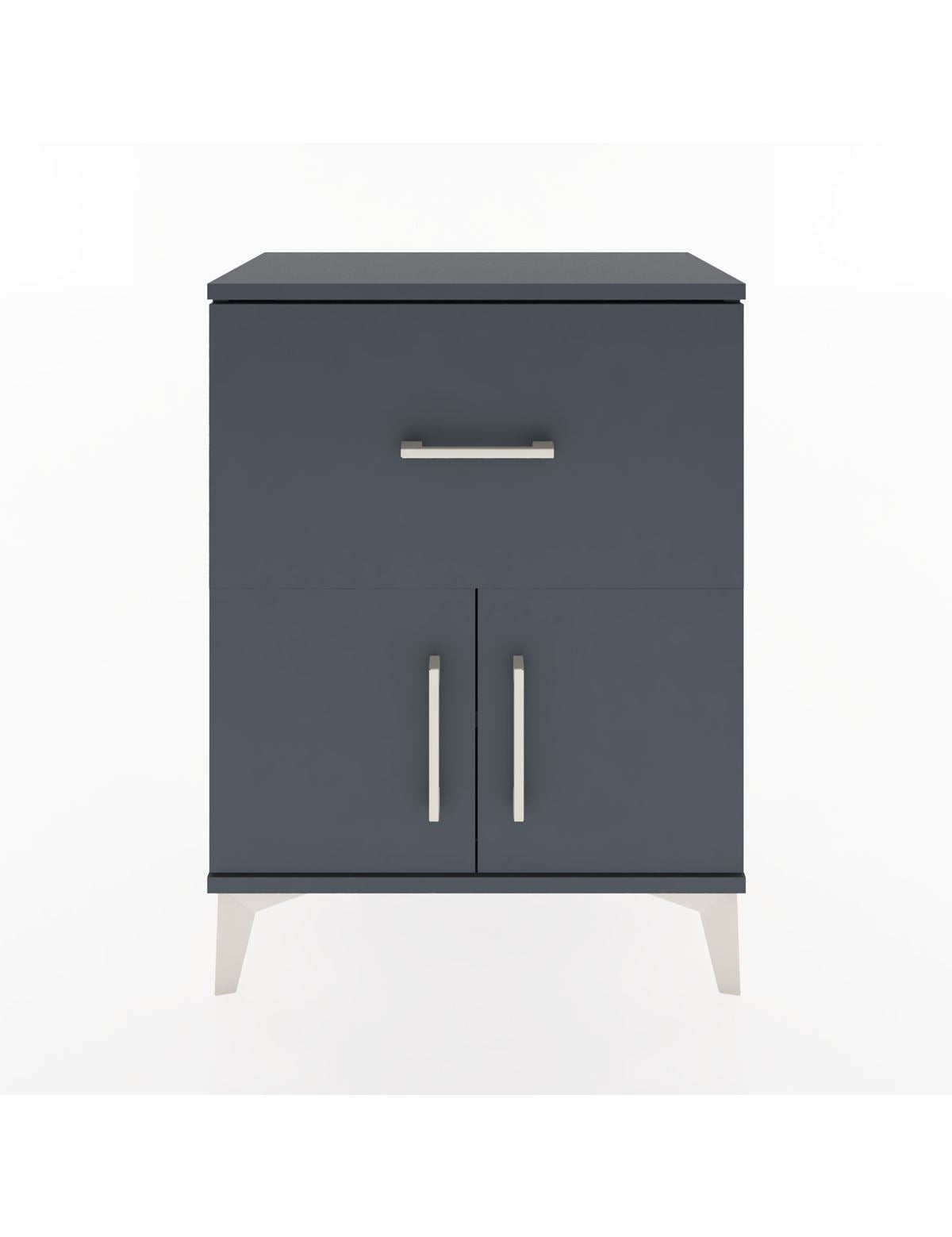 Arges Komodin 3 Raflı Tek Çekmeceli 2 Kapaklı 60x30x80 Antrasit-Antrasit