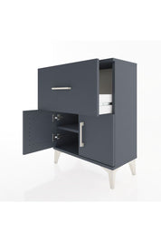 Arges Komodin 3 Raflı Tek Çekmeceli 2 Kapaklı 60x30x80 Antrasit-Antrasit