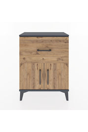 Arges Komodin 3 Raflı Tek Çekmeceli 2 Kapaklı 60x30x80 Antrasit-Çam