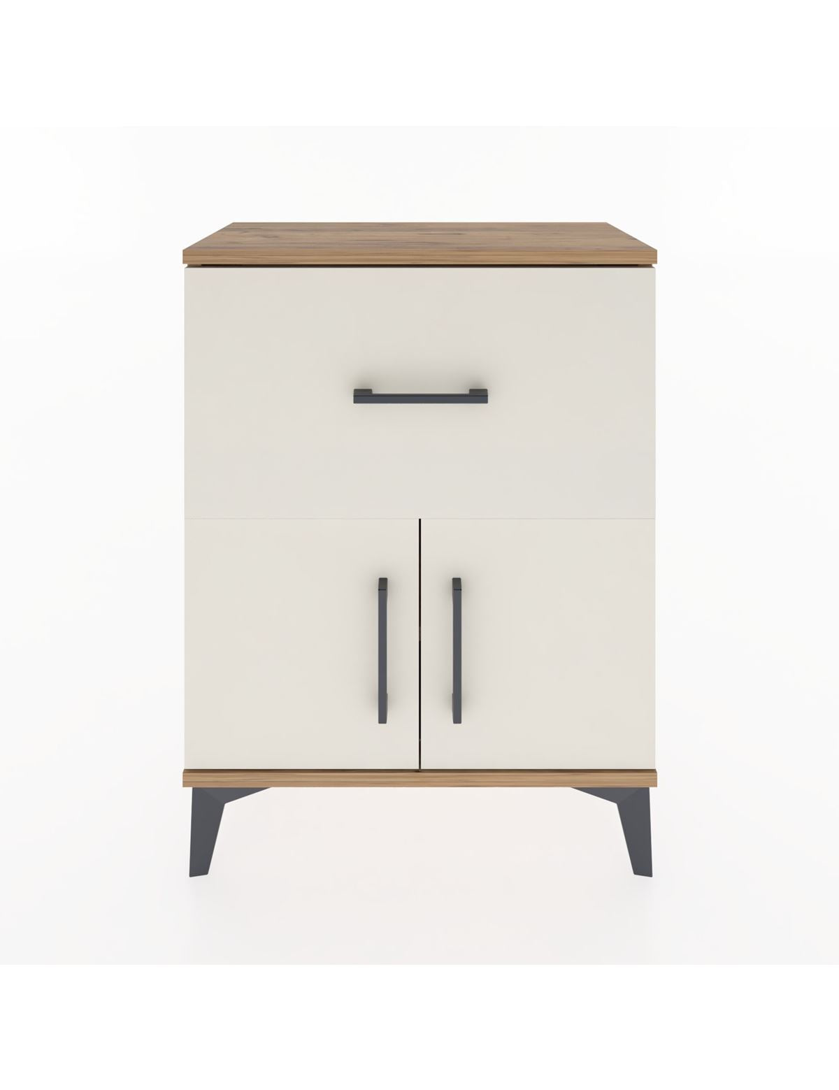 Arges Komodin 3 Raflı Tek Çekmeceli 2 Kapaklı 60x30x80 Çam-Aytaşı