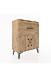 Arges Komodin 3 Raflı Tek Çekmeceli 2 Kapaklı 60x30x80 Çam-Çam