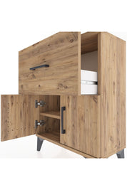 Arges Komodin 3 Raflı Tek Çekmeceli 2 Kapaklı 60x30x80 Çam-Çam