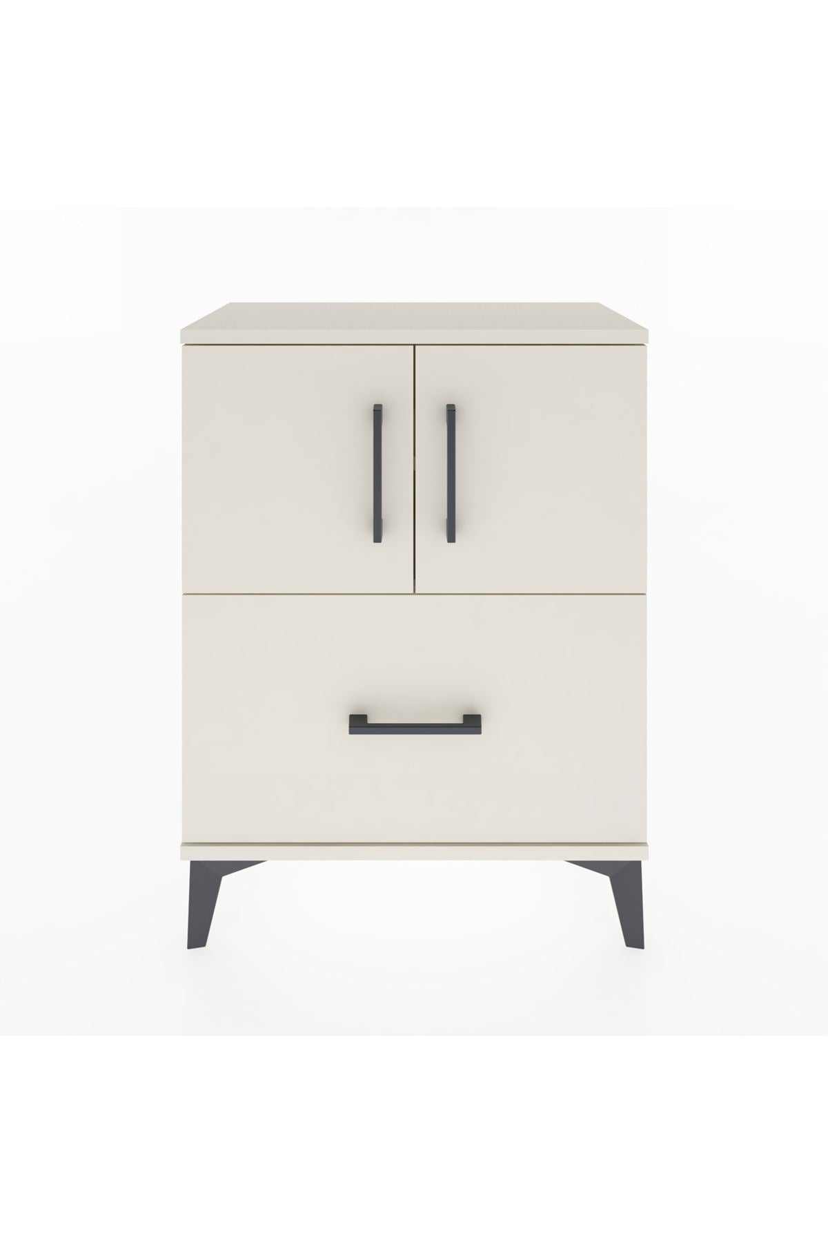 Arges Komodin Tek Raflı Tek Çekmeceli 2 Kapaklı 60x30x80 Aytaşı-Aytaşı