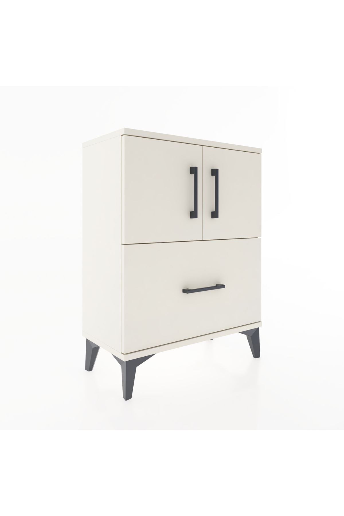 Arges Komodin Tek Raflı Tek Çekmeceli 2 Kapaklı 60x30x80 Aytaşı-Aytaşı