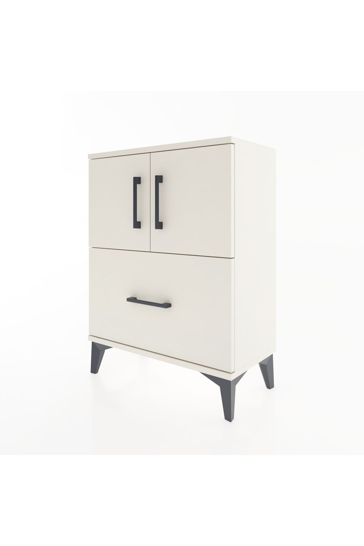 Arges Komodin Tek Raflı Tek Çekmeceli 2 Kapaklı 60x30x80 Aytaşı-Aytaşı