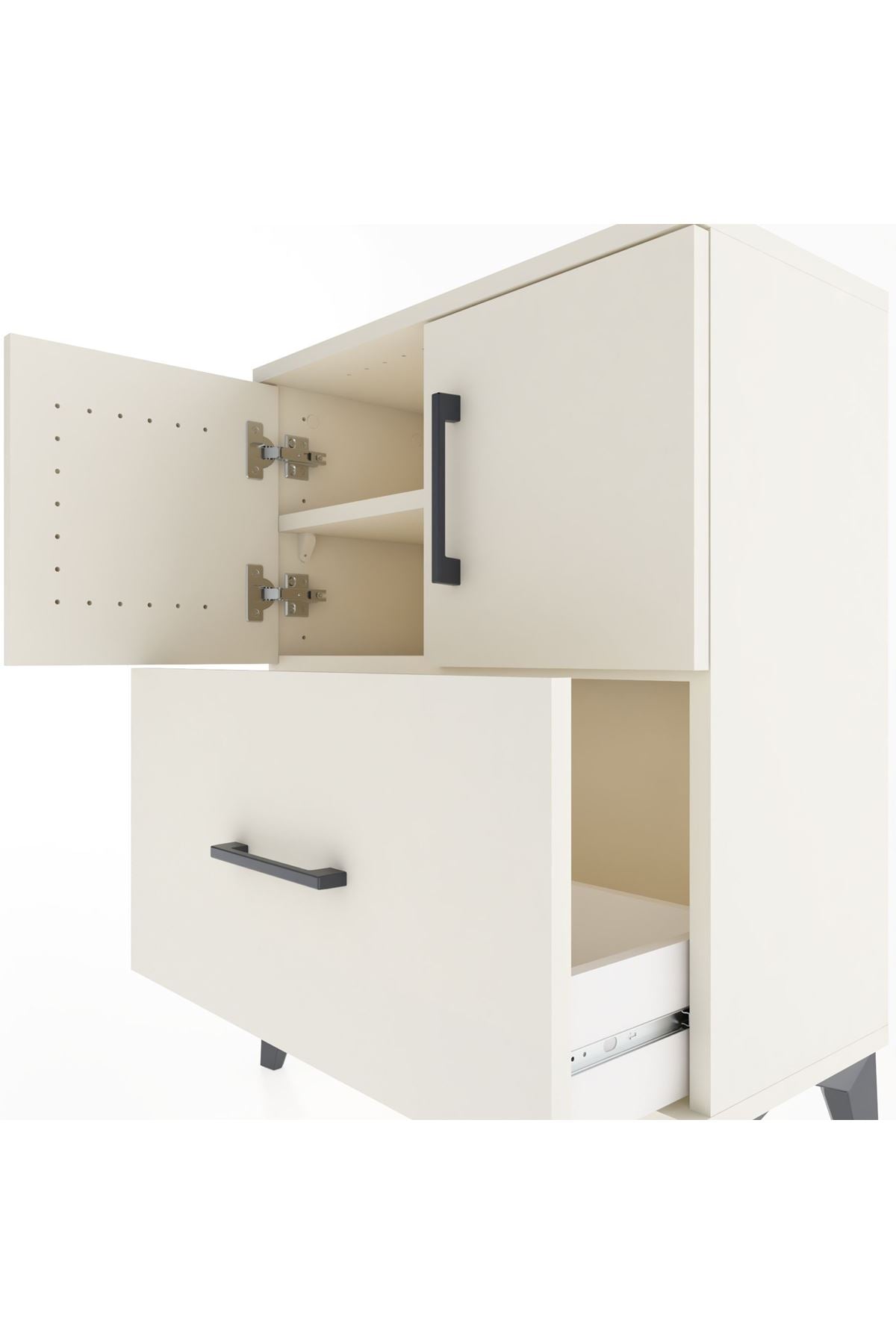 Arges Komodin Tek Raflı Tek Çekmeceli 2 Kapaklı 60x30x80 Aytaşı-Aytaşı